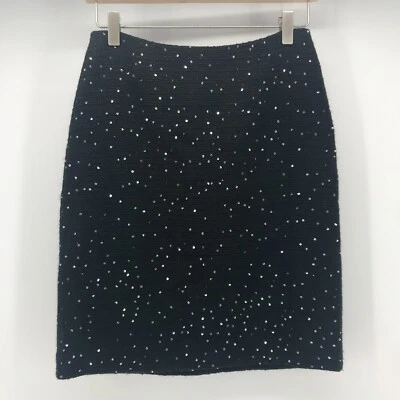 Ann Taylor Petites Skrit женские 0P 0 миниатюрные черные тканая шерстяная смесь серебристые блестки - Изображение 1 из 4