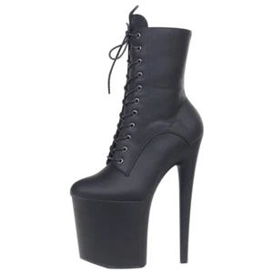 Sexy High Heel Plateau Stiefel | 8 Inch Fetisch Schnür Pole Dance Schuhe - Bild 1 von 12