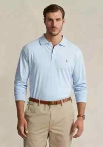 POLO RALPH LAUREN Men's Classic Fit Long Sleeve Soft Touch Polo Shirt, Blue, 4LT - Picture 1 of 2