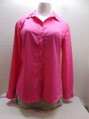 Merona Button Blouse Shirt Relaxed Fit Shrink Resistant Pink W/ Dots - Size XL - Image 1 of 4