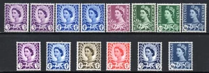 WALES 1958-67 SET OF 14 INCLUDING PHOSPHOR VARIANTS, FINE MNH - Picture 1 of 1