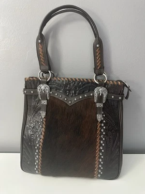 Bolso de hombro vintage de cuero AMERICAN WEST pelo animal occidental usado en excelente estado Foto 1 de 4