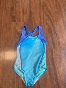 Speedo Girl's Swimsuit One Piece Mesh Splice Thick Strap Size 8 - Picture 1 of 1