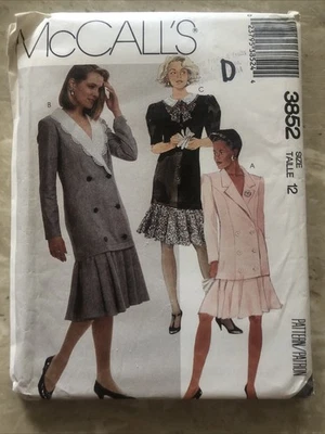 1980's McCall's Misses Dress Pattern 3852 Size 12 UNCUT Drop Waist Suit Dress - Image 1 of 4