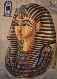 Arte de papiro de faraón egipcio * Gamal * pintado a mano en papel de papiro * C03-y - Imagen 1 de 4