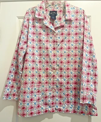 Pijama feminino Nick & Nora pijama camisa de dormir corações 100% algodão tamanho GG novo - Imagem 1 de 4