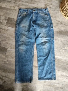 Carhartt B171 DST Carpenter Jeans Relaxed Distressed Faded Workwear Pants 34x30 - Picture 1 of 24