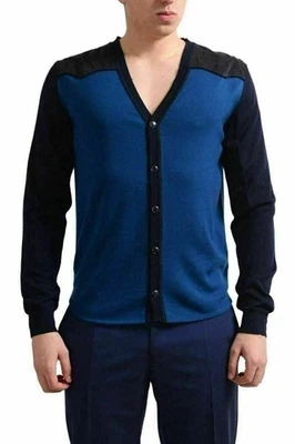 Cárdigan suéter Just Cavalli para hombre azul 100 % lana con botones EE. UU. M IT 50 Foto 1 de 2