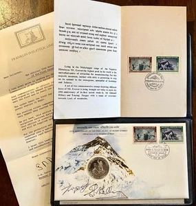 1978 ANNIVERSARY Of FIRST ASCENT Of EVEREST Silver Medal Stamps & Wallet SIGNED - Imagen 1 de 5