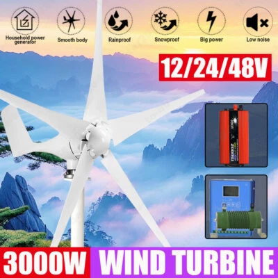 3KW Windrad Windkraftanlage Garten windgenerator Wechselrichter Laderegler Kit - Bild 1 von 4