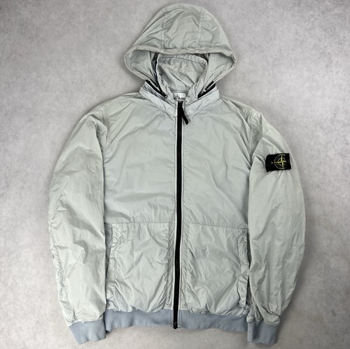 Stone Island Crinkle Reps NY Giacca Cappotto Grande Blu Ghiaccio 3525