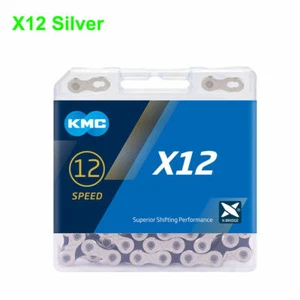 KMC X12 Ti-N 12 velocidades 126 eslabones cadena plateada MTB bicicleta de carretera bicicleta + eslabón perdido - Imagen 1 de 8