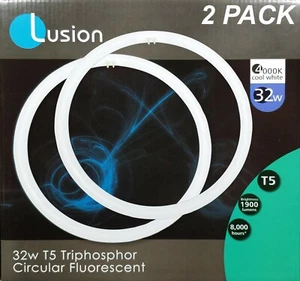 2 x 32W T5 Triphosphor Circular Fluorescent Tubes Lamps 4000K Cool White 1900Lm - Picture 1 of 3