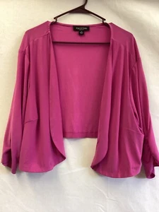 Perceptions Woman Fuschia Open Cardigan Ruched Sleeves sz 3X - Picture 1 of 11