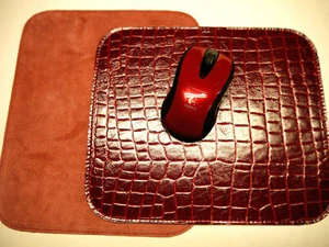 Leather Mouse Pad. Crocodile Red Made in USA - Picture 1 of 2
