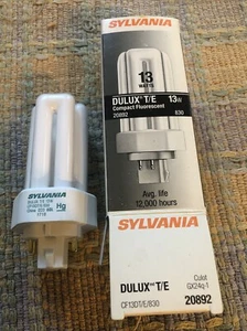 GE 20892 F13DBX/830/ECO CFL 13W T4 Triple Tube 4-Pin GX24q-1 , 830k Warm White - Picture 1 of 3