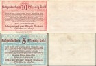 2 x Notgeld Goldpfennig Banknote Magistrat der Stadt Guben  27.Oktober 1923