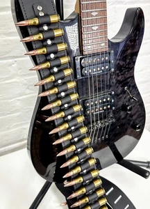 Large Bullet Brass Bullet Heavy Duty extra langer Leder Gitarrengurt Punk Rock - Bild 1 von 4