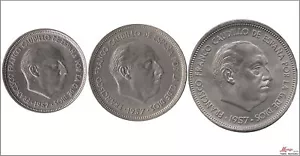 España - Franco 5/25/50 pta 1957 (BA) / Emitidas en Barcelona EBC / XF 360/62 - Bild 1 von 2
