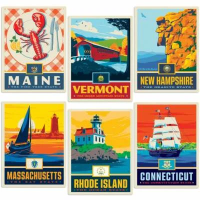 New England States Vinyl Sticker Set State Pride Travel Decals - Image 1 of 3