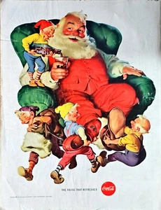 COCA COLA - Christmas - Santa - Elfs - Presents - 1960 Vintage Print Ad - Picture 1 of 1