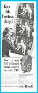 1951 Bell & Howell Filmkamera DRUCKWERBUNG Weihnachtsbilder 8mm - Bild 1 von 3