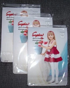 LOT OF 3 PAIR SOPHIA Girls Fashion Pantyhose White - Size Large 7-10 - Picture 1 of 3