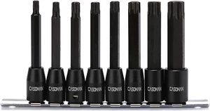 Casoman 8 Stück 3/8" Antrieb extra lang Torx Stern Bit Steckschlüsselsatz, T30-T70, S2 - Bild 1 von 12