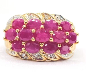 3.00 NATURAL DIAMOND & ruby mens cluster pinky ring yellow GOLD - Picture 1 of 4
