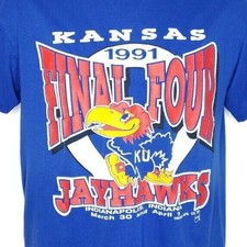 Kansas Jayhawks T Shirt Vintage 90s 1991 Final Four 50/50 Made In USA Medium