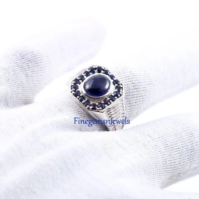 Natural Sapphire Gemstones with 925 Sterling silver Men's Ring #F5689 - Image 1 of 4