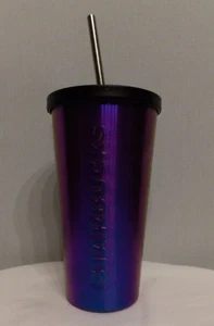 Starbucks Iridescent Purple Blue Cold Cup Stainless Steel Tumbler 16 oz EUC - Picture 1 of 5