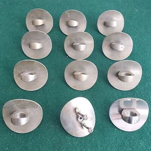 12 MATCHING MID CENTURY MODERN CHROME PLATED DRAWER PULLS HANDLES (N50) - Picture 1 of 8