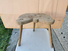 OLD ANTIQUE PRIMITIVE WOODEN WOOD HANDMADE STOOL CHAIR TRIPOD LEGGED RUSTIC 19th