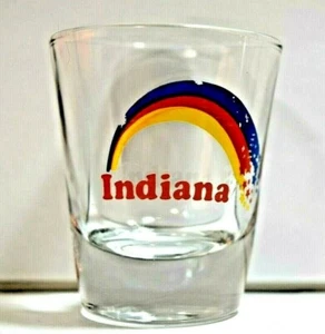 Indiana Schnapsglas, Souvenir, blau rot gelb Regenbogen - Bild 1 von 3
