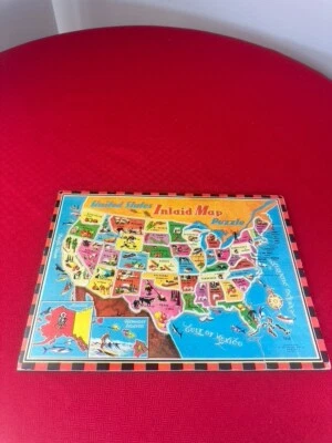 VTG Original Salfield Pub. Co. #7342 United States Inlaid USA Map Puzzle - Image 1 of 4
