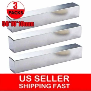 3PC Block Magnets Super Strong N52 Neodymium Large Magnet 50*10*10mm Rare Earth - Picture 1 of 8