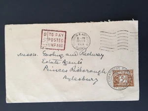 GB 1951 5d POSTAGE DUE ON COVER TO PRINCES RISBOROUGH AYLESBURY PMK - Picture 1 of 2