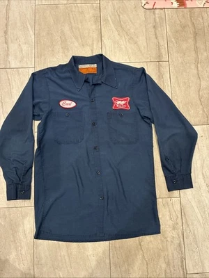 Preowned Vintage Miller Beer Delivery Man Work Shirt Mens Med USED Cond AS IS - Image 1 of 4