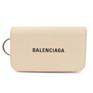 BALENCIAGA CASH Leather 6 Rings Key Case Key Holder Beige Authentic Used F/S - Picture 1 of 21