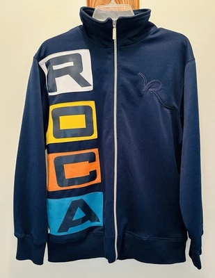 Jaqueta Roca Wear Vintage Feminina Zíper Completo Y2K Streetwear Azul Marinho Logotipo Grande Tamanho G - Imagem 1 de 4
