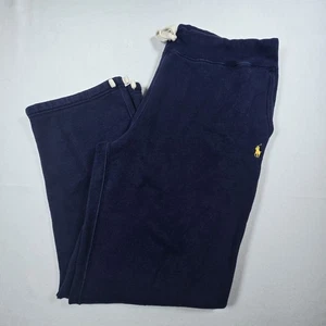 Polo Ralph Lauren Sweatpants Men's XL Navy Blue Yellow Pony Joggers Ankle Tie - Picture 1 of 13