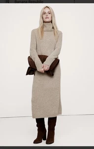 Banana Republic Kaschmir Rollkragen Midi Pullover Kleid taupe neu mit Etikett $ 300 S Small - Bild 1 von 10