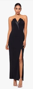 Betsy & Adam Violette Long Strapless V Neck Tuxedo Dress NWT Size 10 Black - Picture 1 of 5