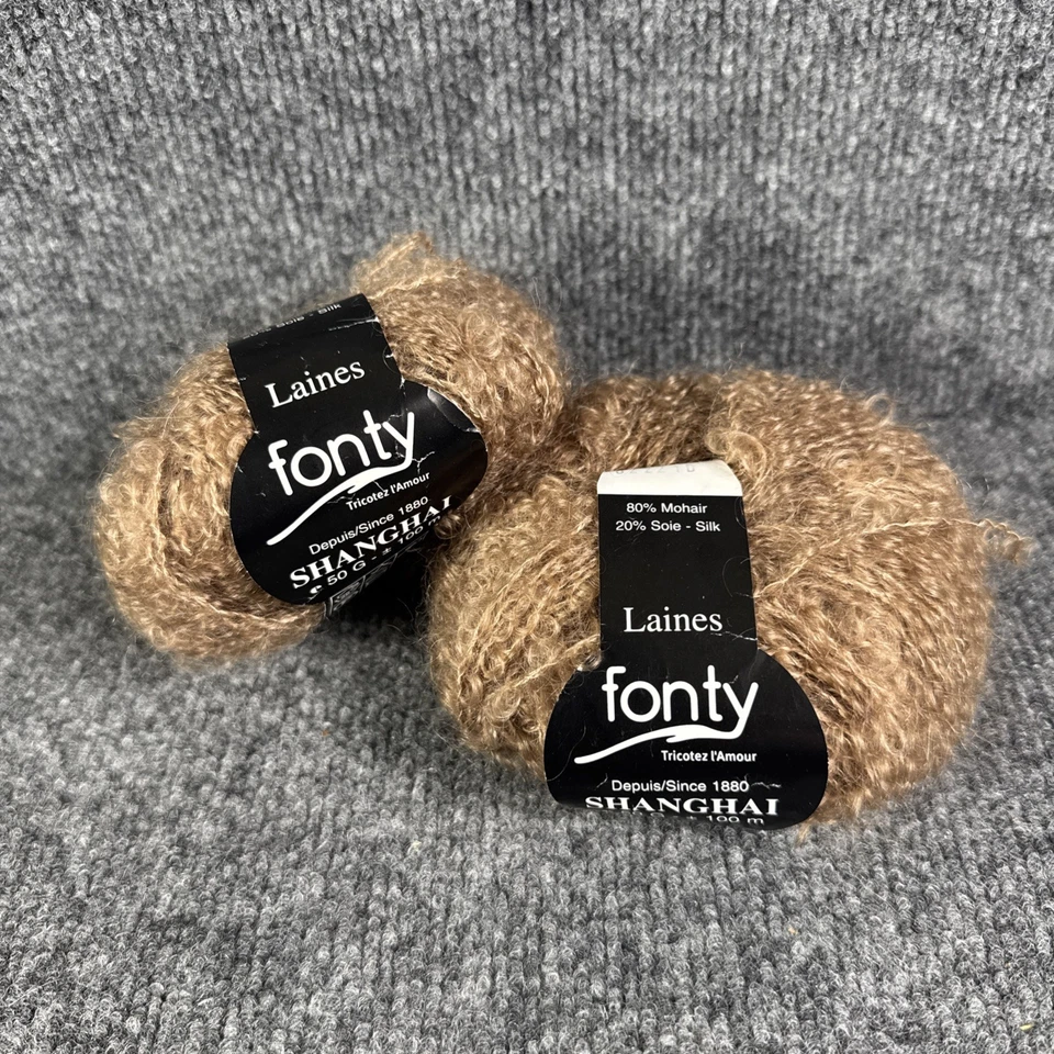Lote de 2 Hilos Fonty Shanghai Laines 80% Mohair 20% Seda Beige 50g Hecho en Francia Foto 1 de 4