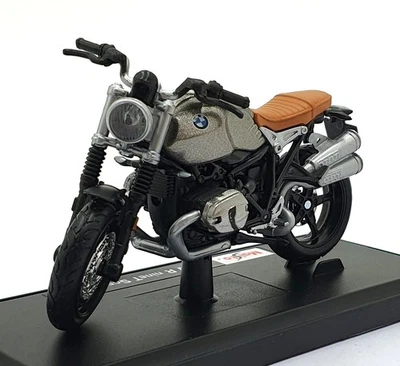 Maisto 1/18 Scale 18853 - BMW R Nine T Scrambler Motorbike - Silver - Image 1 of 4