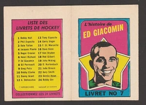 1971-72 OPC O-PEE-CHEE FOLLETOS FRANCESES #7 EDICIÓN GIACOMIN 20430 - Imagen 1 de 2