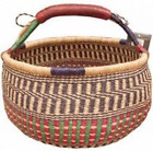 Bolga Baskets International Extra Large Market Basket W/ Leather Wrapped Handle 