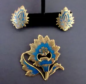 Vintage 1985 MMA Metropolitan Museum of Art EMAILLE BLUMENNADEL ANHÄNGER OHRRINGE - Bild 1 von 9
