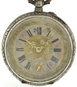 Prunkvolle offene Herren Taschenuhr 800er Silber Ø45mm ~ 1890-1920 ca. 74,9g - Bild 1 von 8